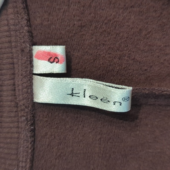 Kleen Brown Button Down Top Cotton Pockets Breathable Lagenlook Small Minimalist - Picture 3 of 13